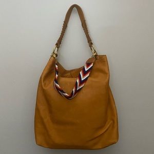 Mark & Graham Tan Shoulder Bag with Chevron Accent